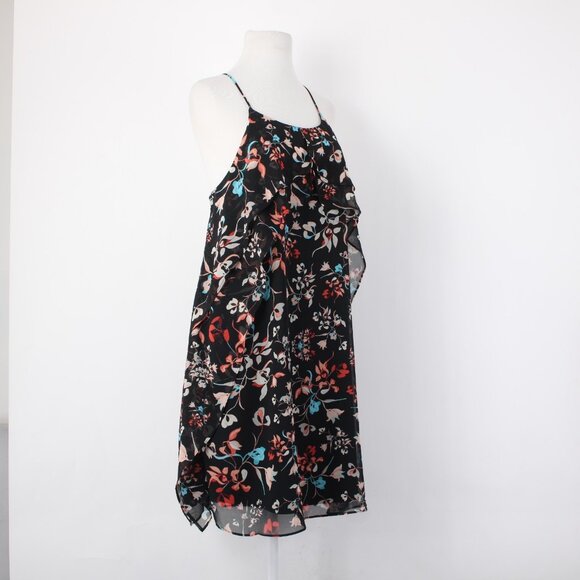 BCBG Maxazria Dress $178 Sz L Black Multi Color Floral 100% Polyester Dress - Picture 7 of 14